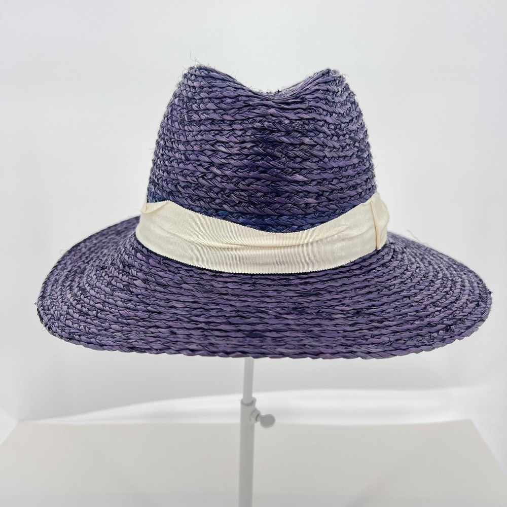 btb Los Angeles Faith Hat Womens S Cobalt NWT Raffia Straw Fedora Sun Summer - Picture 2 of 5
